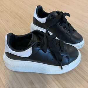 Alexander McQueen Kids Black/White Leather Sneaker